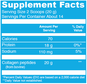 Collagen Peptides Unflavored 10 oz (Vital Proteins) Supplement Facts