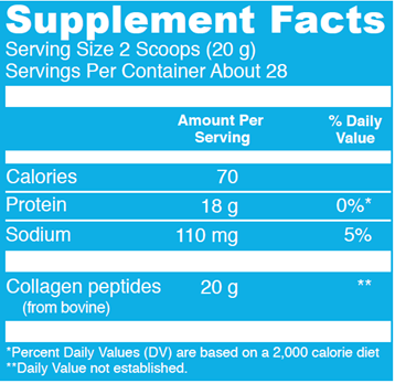 Collagen Peptides Unflavored 20 oz (Vital Proteins) Supplement Facts