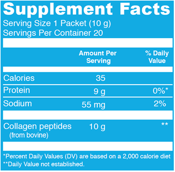 Collagen Peptides Unflavored 20 Packets (Vital Proteins) Supplement Facts