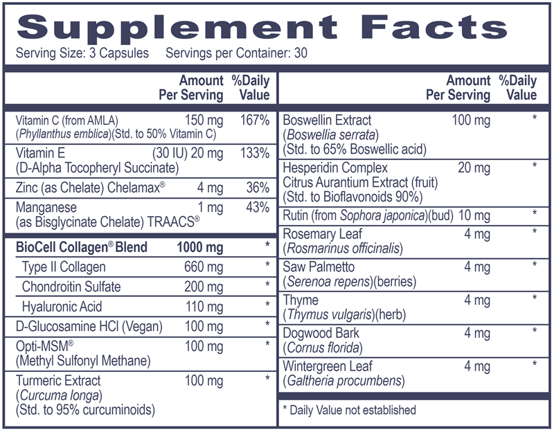 Collagen Complex Professional Health Products Supplement Facts