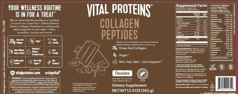 Collagen Peptides Chocolate Vital Proteins Label