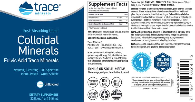 Colloidal Minerals Trace Minerals Research label