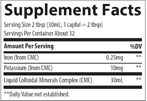 Colloidal Minerals Trace Minerals Research supplement facts