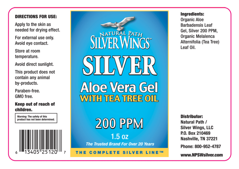 Colloidal Silver 200PPM Aloe Gel (Natural Path Silver Wings) Label