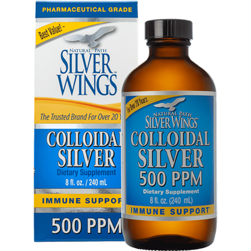 Colloidal Silver 500PPM Dropper (Natural Path Silver Wings) 8oz