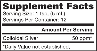 Colloidal Silver 50PPM Dropper (Natural Path Silver Wings) Supplement Facts