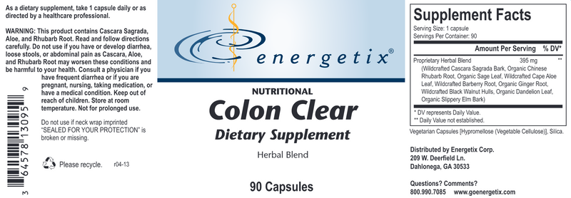 Colon Clear (Energetix) Label