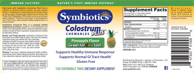 Colostrum Chewables Pineapple (Symbiotics) Label