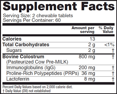 Colostrum Chewables Pineapple (Symbiotics) Supplement Facts