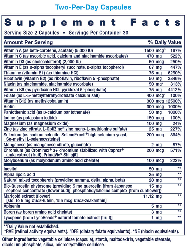 comprehensive nutrient packs advanced life extension supplement facts