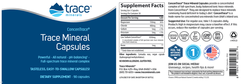 Concentrace Trace Mineral 90ct Trace Minerals Research label