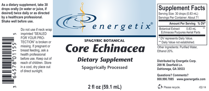 Core Echinacea (Energetix) Label