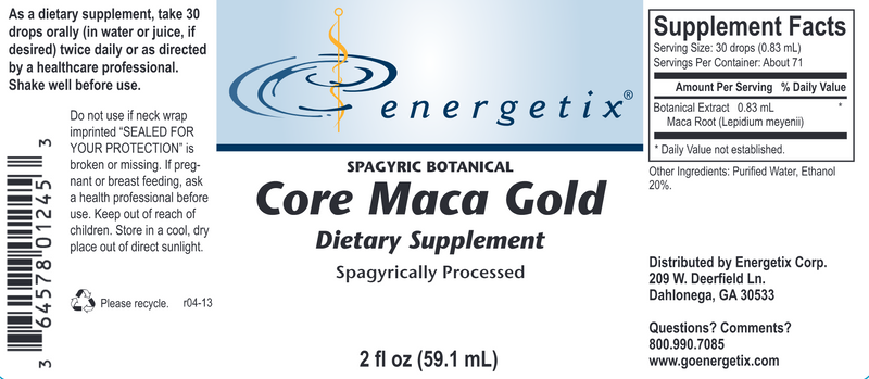 Core Maca Gold (Energetix) Label