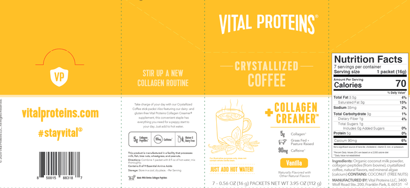 Crystalized Coffee Vanilla (Vital Proteins) Label