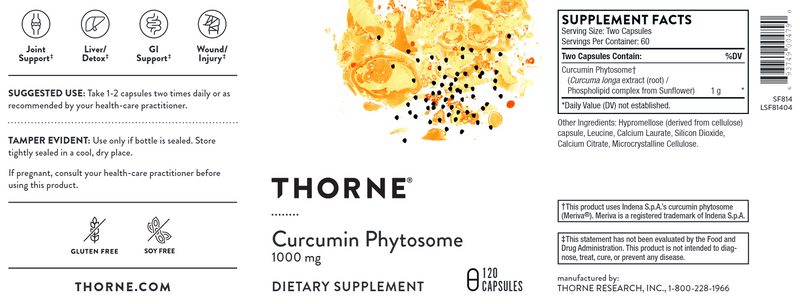 Curcumin Phytosome Meriva (Thorne) 120ct label