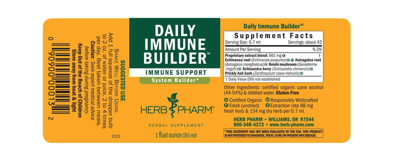 Daily Immune Builder Compound (Herb Pharm) Label