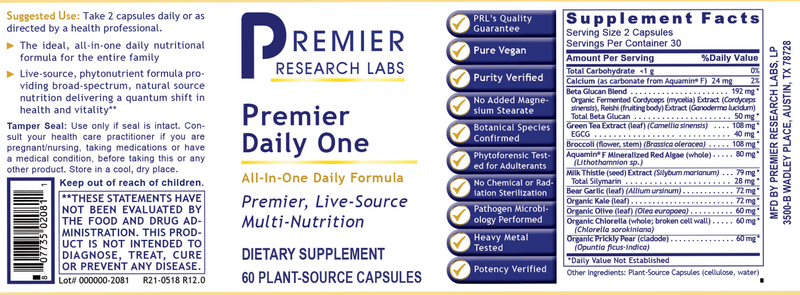 Daily One Premier (Premier Research Labs) Label