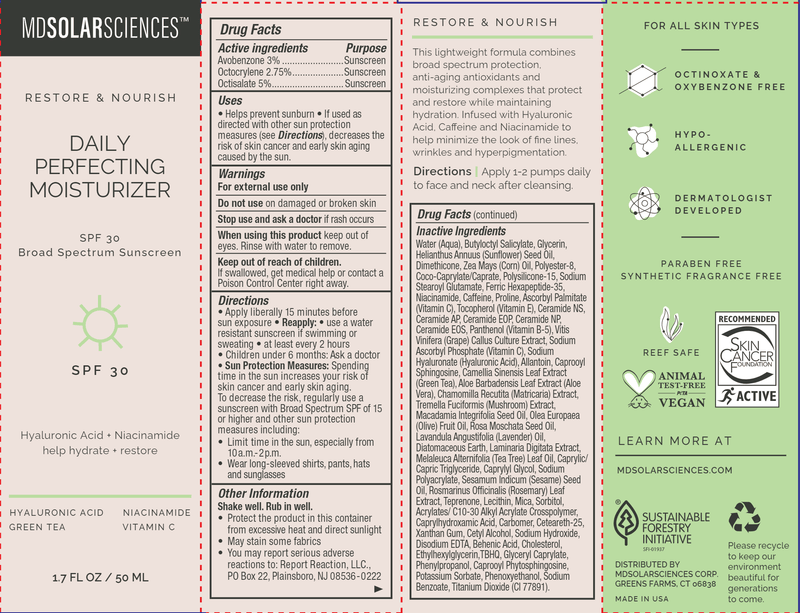 Daily Perfecting Moisturizer SPF 30 (MDSolarSciences) Label