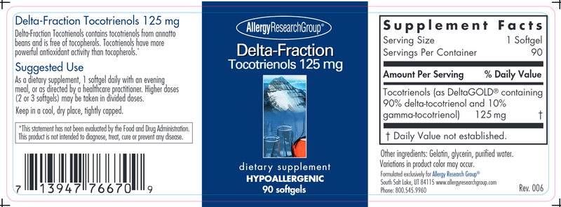 Delta-Fraction Tocotrienols 125 mg