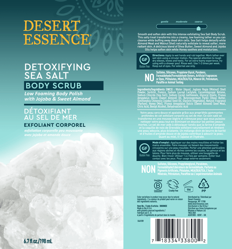 Detoxifying Sea Salt Body Scrub (Desert Essence) Label