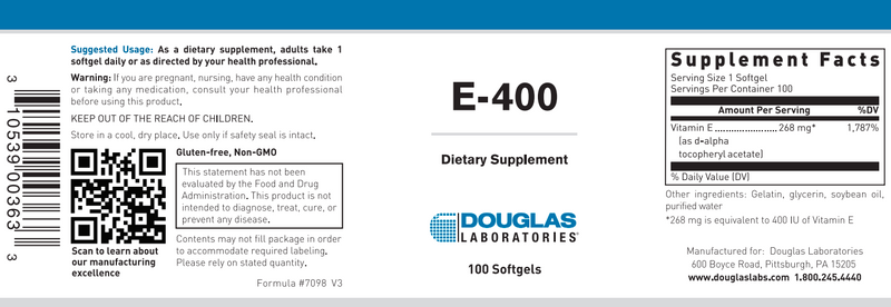 E-400 (Douglas Labs) Label