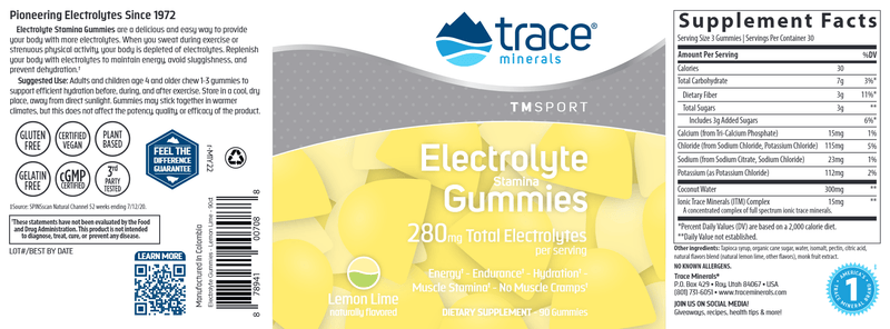 Electrolyte Gummies Trace Minerals Research label