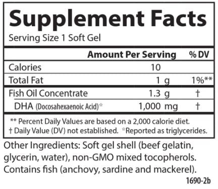 Elite DHA Gems (Carlson Labs) Supplement Facts