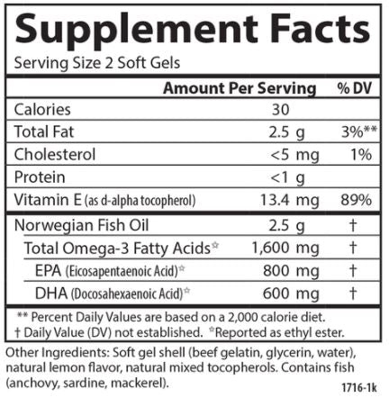 Elite Omega (Carlson Labs) Supplement Facts