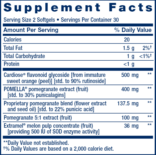 endothelial defense pomegranate plus supplement facts