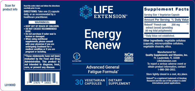 Energy Renew (Life Extension) Label