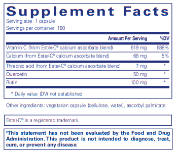 Essential-C & flavonoids 180 Count (Pure Encapsulations) supplement facts