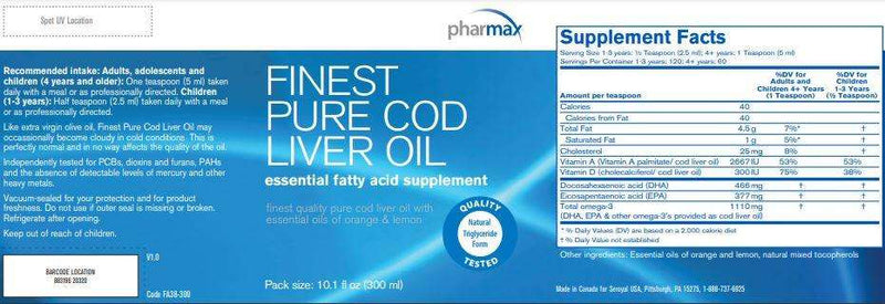 FP Cod Liver Oil Pharmax Label