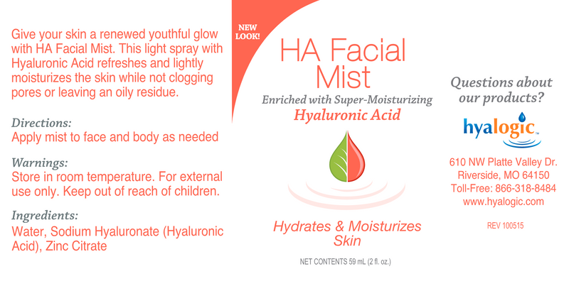 Facial Mist with Hyaluronic Acid (Hyalogic) Label