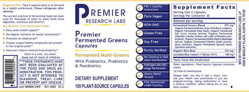 Fermented Greens Premier (Premier Research Labs) Label