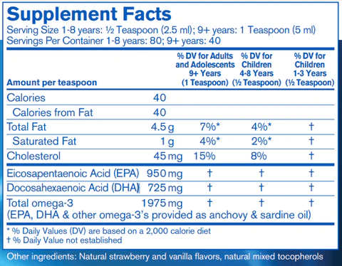 Finest Pure Fish Oil - Natural Strawberry Flavor