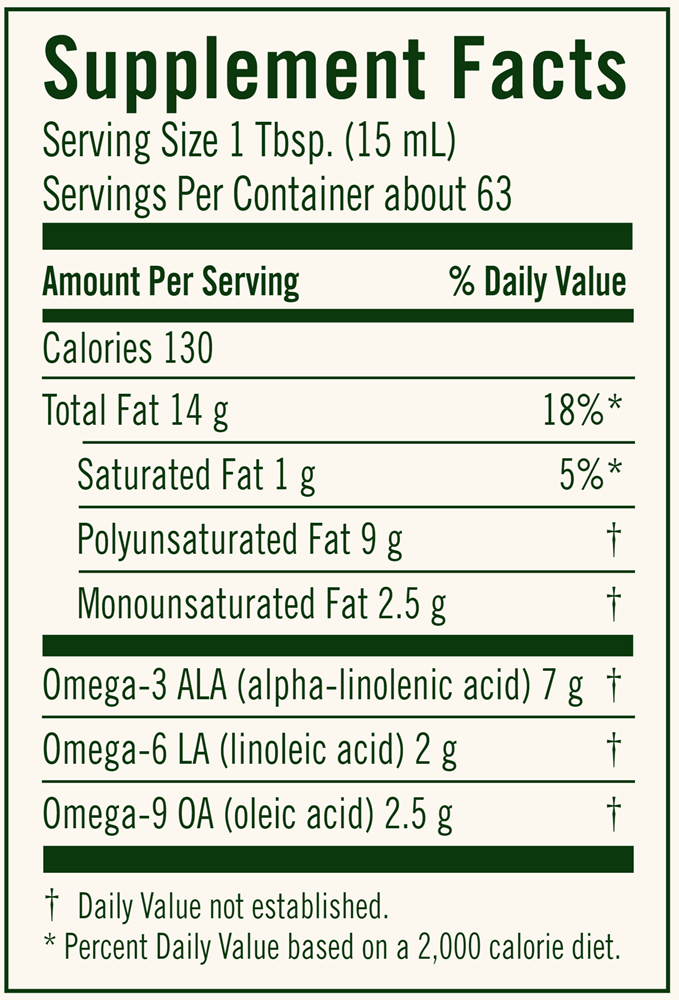 Flax Oil Certified Organic (Flora) Supplement Facts