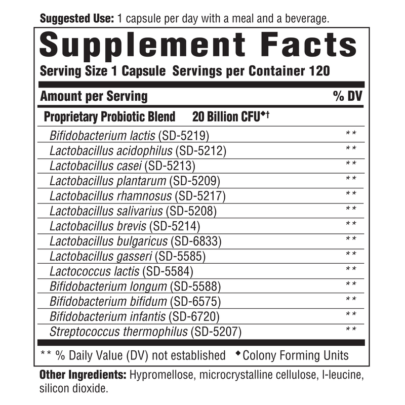 Flora 20-14 Ultra Strength (Innate Response) 120ct Supplement Facts