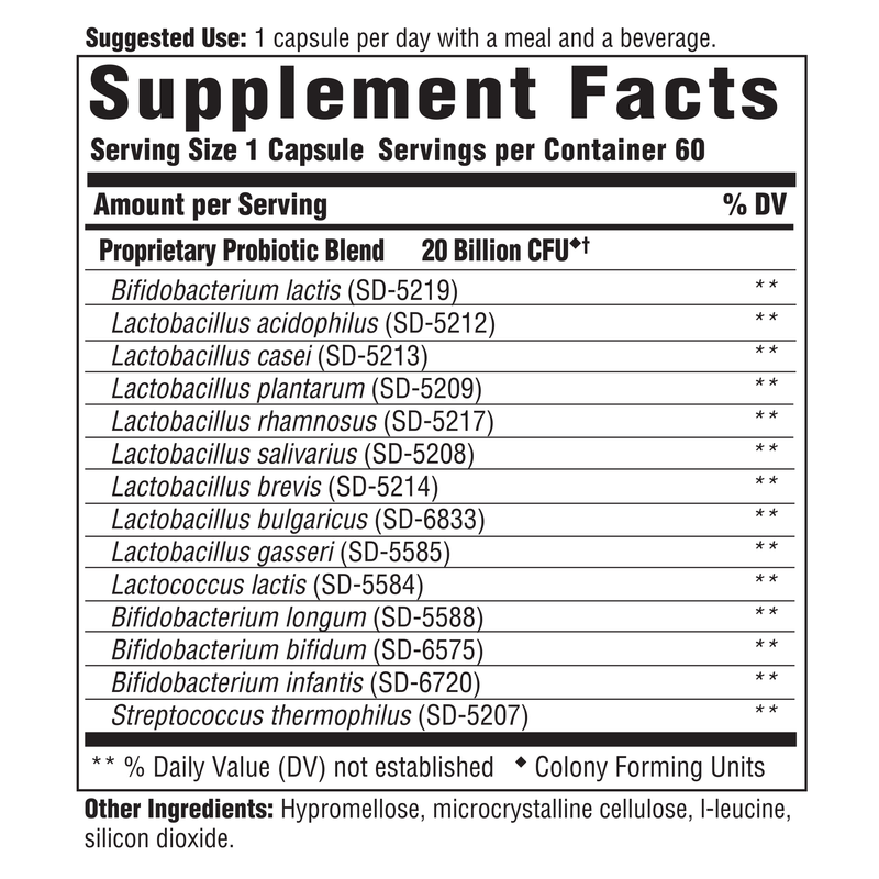 Flora 20-14 Ultra Strength (Innate Response) 60ct Supplement Facts