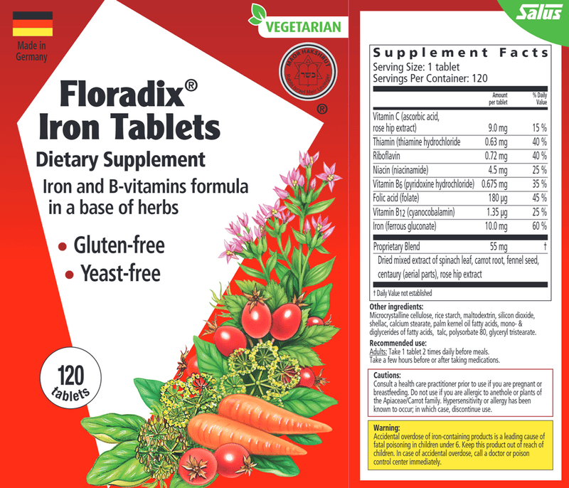 Floradix Iron 80ct (Salus) Label