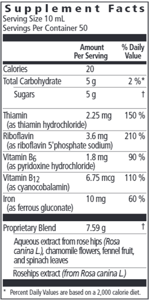 Floravital Iron & Herbs Yeast-Free 17oz (Salus) Supplement Facts