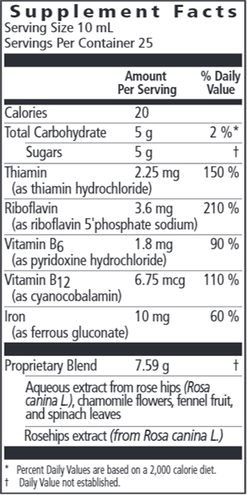 Floravital Iron & Herbs Yeast-Free 8.5oz (Salus) Supplement Facts