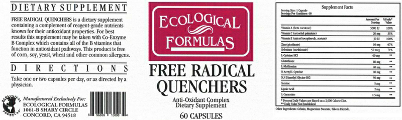 Free Radical Quenchers (Ecological Formulas) Label