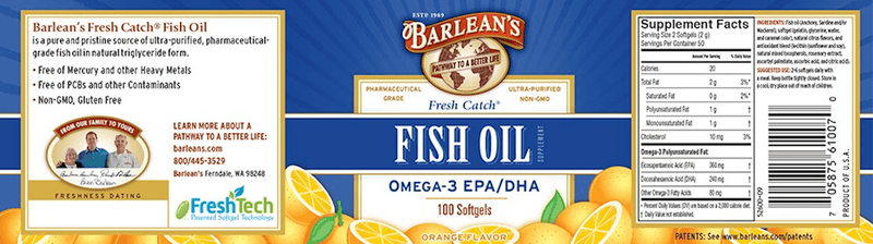 Fresh Catch Fish Oil (Softgels) (Barlean's Organic Oils) Label