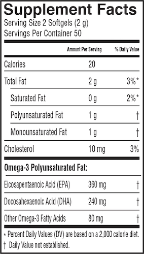 Fresh Catch Fish Oil (Softgels) (Barlean's Organic Oils) supplement facts