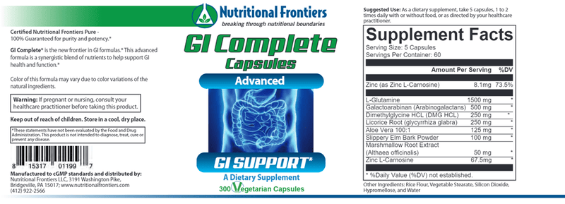 GI Complete (Nutritional Frontiers) Label