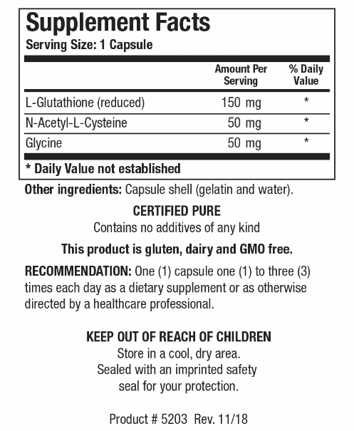 GSH-Plus (Biotics Research) Supplement Facts