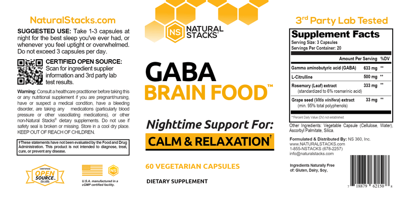 Gaba Brain Food (Natural Stacks) Label