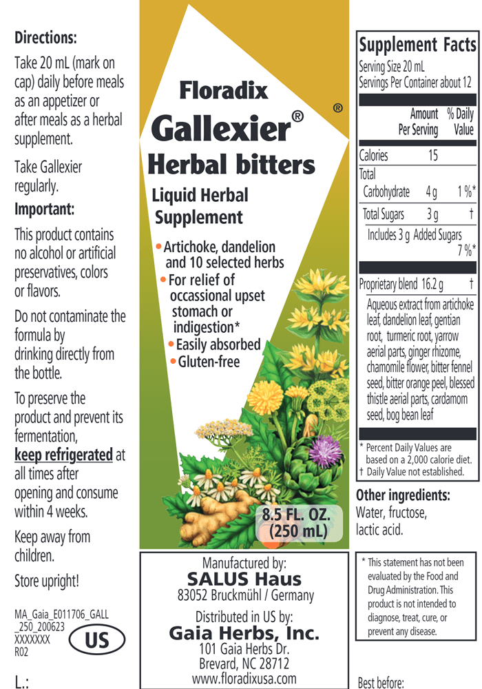 Gallexier Herbal Bitters (Salus) Label