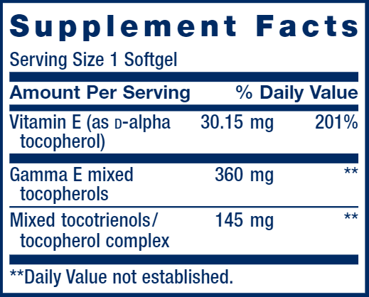 Gamma E Mixed Tocopherols & Tocotrienols (Life Extension) Supplement Facts