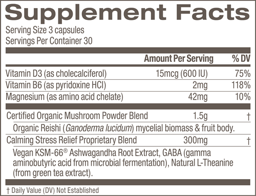 Gently Zen Mushroom Superfood (Om Mushrooms) supplement facts